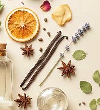 Vainas de vainilla, anís estrellado y rodaja de naranja